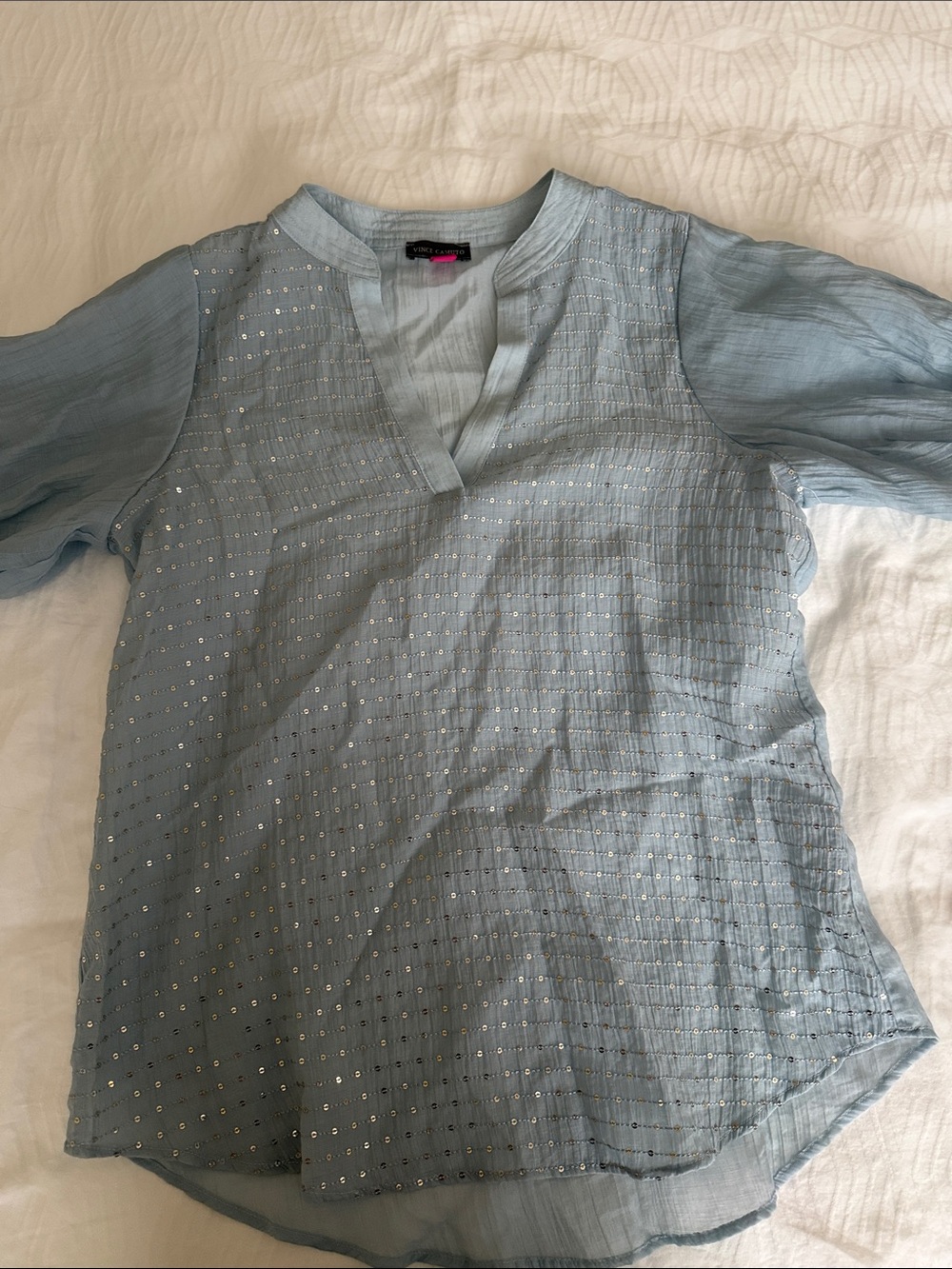 Vince Camuto Light Blue Sequin-Embellished Tunic